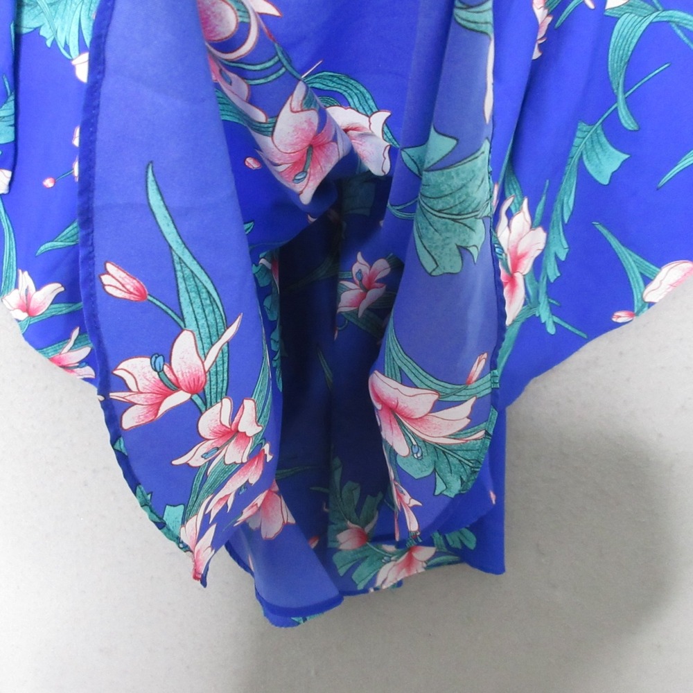 Vintage Hilo Hatties‎ Top Poncho Queen Blue Floral Hawaiian Luau Aloha USA NWT - Picture 7 of 10